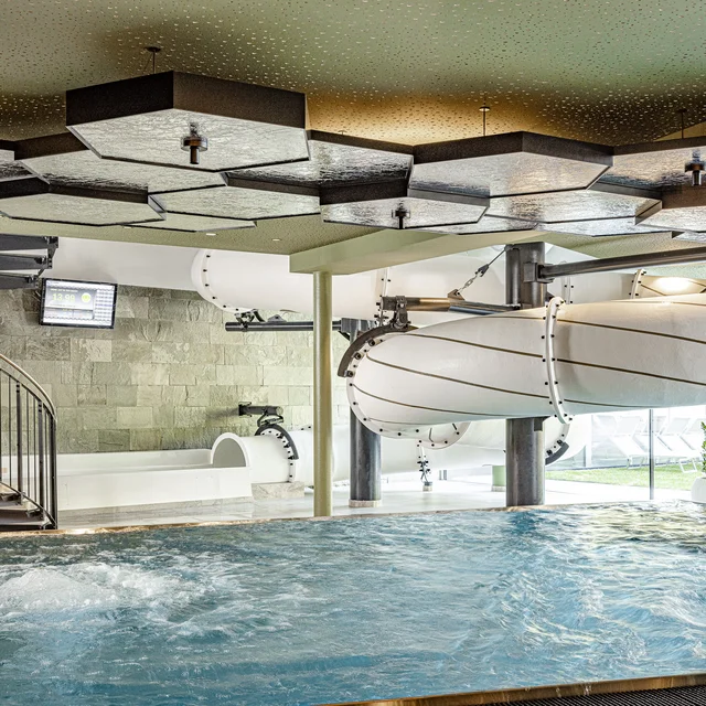 Separate Family Spa at Schwarzenstein Separate Family Spa at Hotel Schwarzenstein with pool area for families and children in South Tyrol
